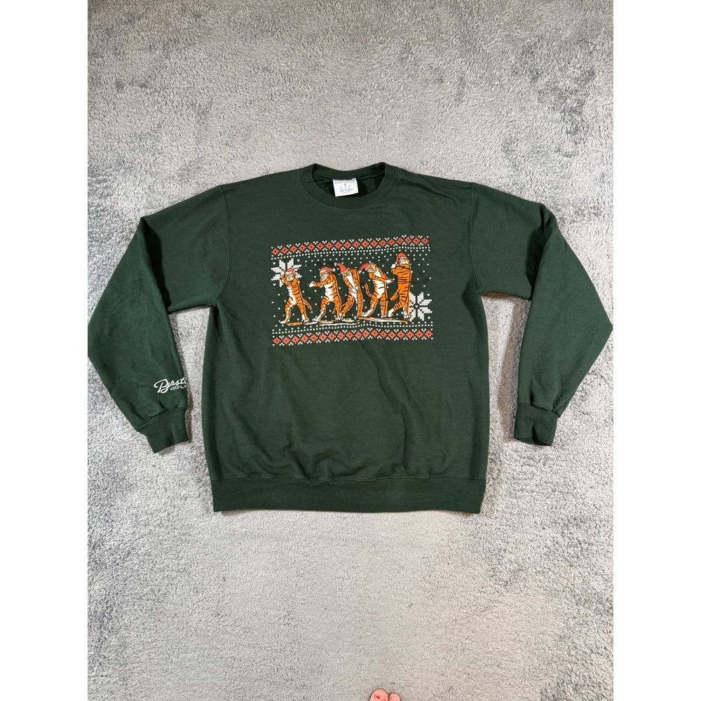 Barstool Golf Mens Champion Tiger Christmas Sweatshirt M Green Holiday Graphic